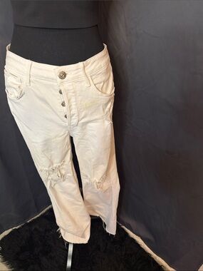 3x1 Women's Off-White Distressed Boot Cut Jeans